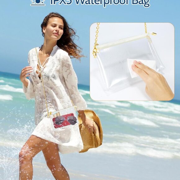 MEDEBL Clear Bag For Stadium Events, Clear Crossbody Bag Stadium Approved, Chain - Picture 6 of 7